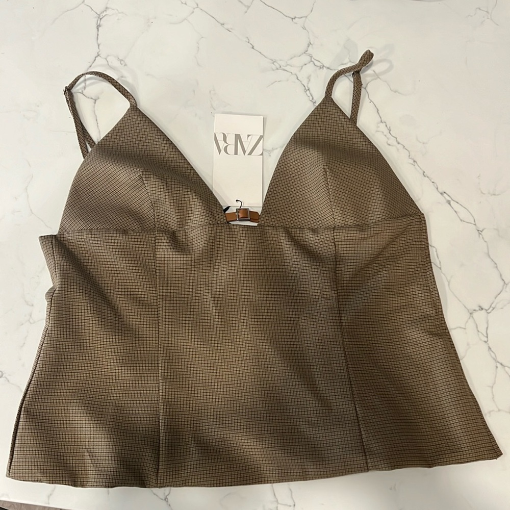 New With Tags Zara Checkered Top